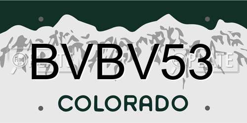 BVBV53 Colorado License Plate