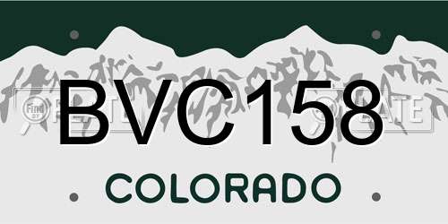 BVC158 Colorado License Plate
