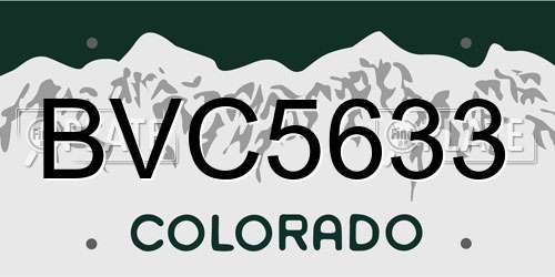 BVC5633 Colorado License Plate