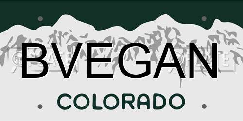 BVEGAN Colorado License Plate