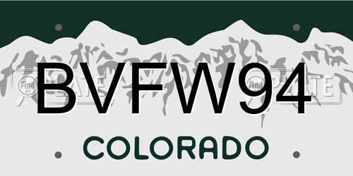 BVFW94 Colorado License Plate