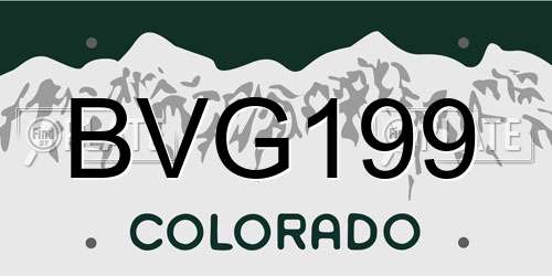 BVG199 Colorado License Plate