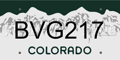 BVG217 Colorado License Plate