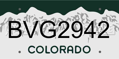 BVG2942 Colorado License Plate