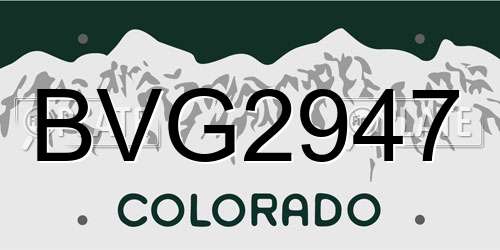 BVG2947 Colorado License Plate