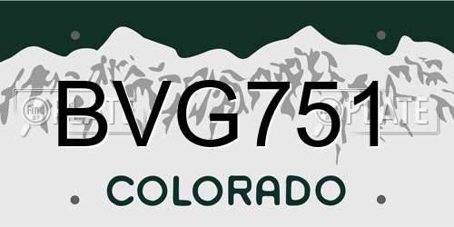 BVG751 Colorado License Plate
