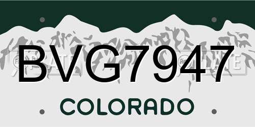 BVG7947 Colorado License Plate
