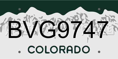 BVG9747 Colorado License Plate