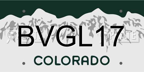 BVGL17 Colorado License Plate