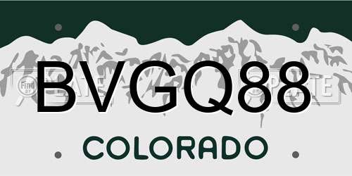 BVGQ88 Colorado License Plate