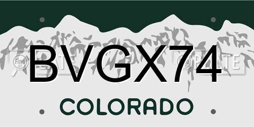 BVGX74 Colorado License Plate