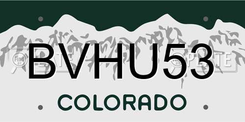 BVHU53 Colorado License Plate