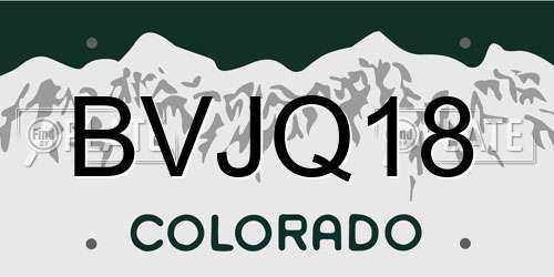 BVJQ18 Colorado License Plate
