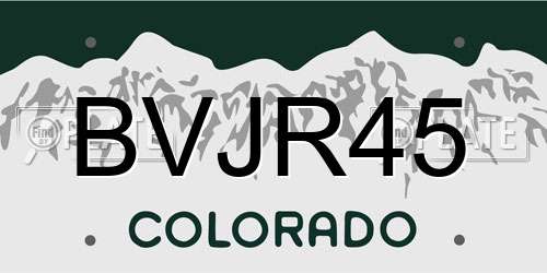 BVJR45 Colorado License Plate