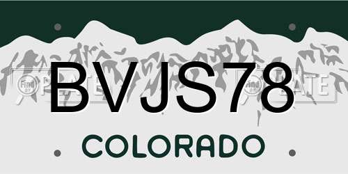 BVJS78 Colorado License Plate