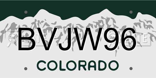 BVJW96 Colorado License Plate