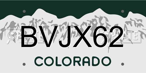 BVJX62 Colorado License Plate