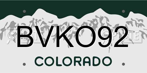 BVKO92 Colorado License Plate