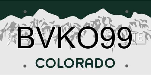 BVKO99 Colorado License Plate
