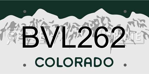 BVL262 Colorado License Plate