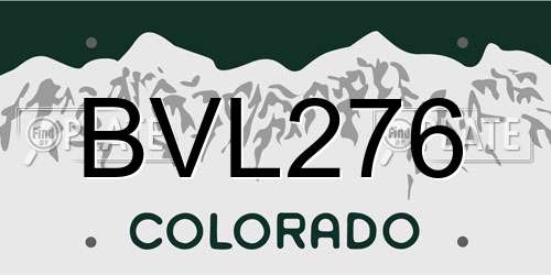 BVL276 Colorado License Plate