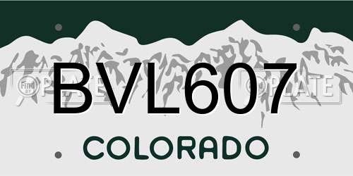 BVL607 Colorado License Plate