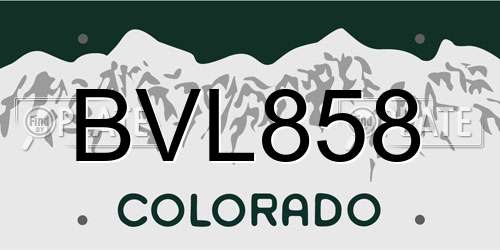 BVL858 Colorado License Plate