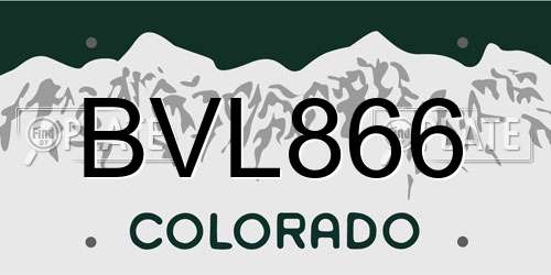 BVL866 Colorado License Plate