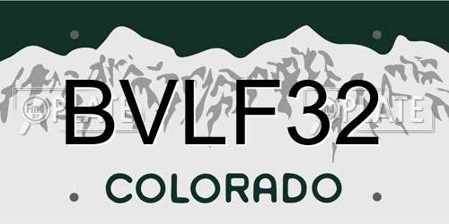 BVLF32 Colorado License Plate