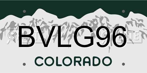 BVLG96 Colorado License Plate
