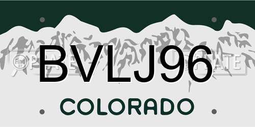 BVLJ96 Colorado License Plate