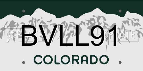 BVLL91 Colorado License Plate