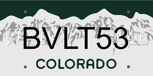 BVLT53 Colorado License Plate