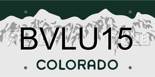 BVLU15 Colorado License Plate