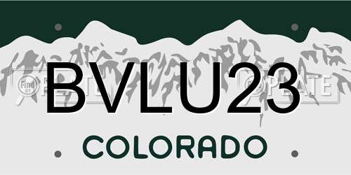 BVLU23 Colorado License Plate