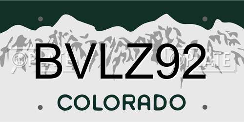 BVLZ92 Colorado License Plate