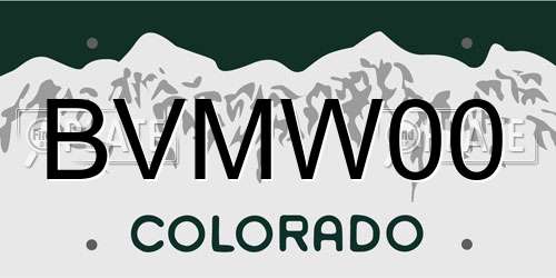 BVMW00 Colorado License Plate