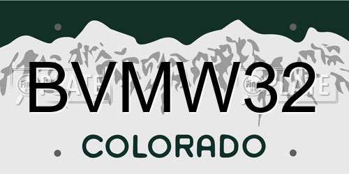BVMW32 Colorado License Plate