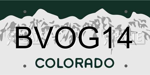 BVOG14 Colorado License Plate