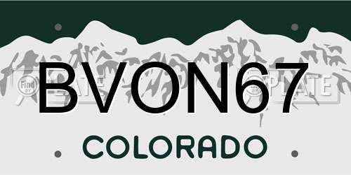BVON67 Colorado License Plate