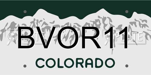 BVOR11 Colorado License Plate