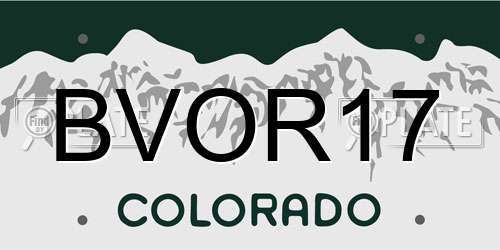 BVOR17 Colorado License Plate