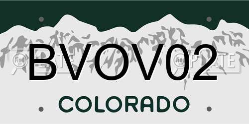 BVOV02 Colorado License Plate