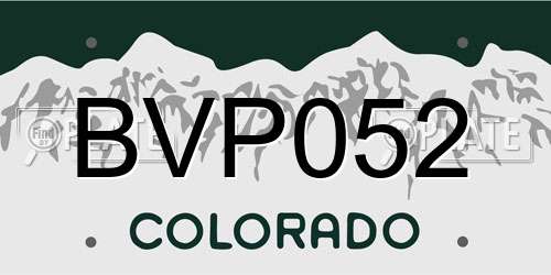 BVP052 Colorado License Plate