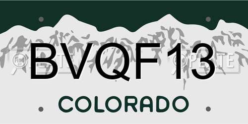 BVQF13 Colorado License Plate
