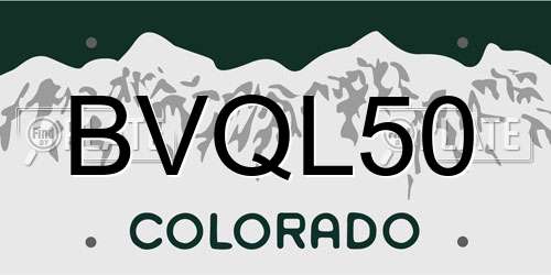 BVQL50 Colorado License Plate