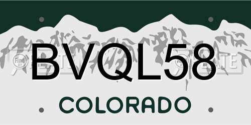 BVQL58 Colorado License Plate
