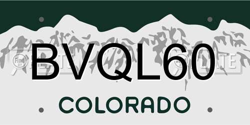 BVQL60 Colorado License Plate