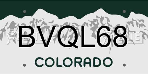 BVQL68 Colorado License Plate