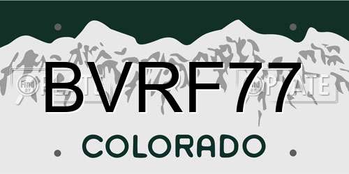 BVRF77 Colorado License Plate